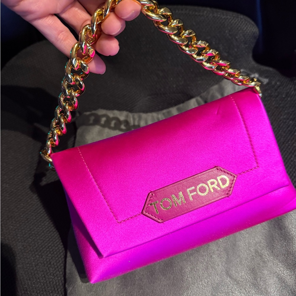 NWOT Tom Ford Hot Pink Satin mini chain bag